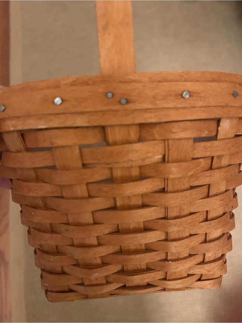 Longaberger Woven Basket with plastic liner for plant use - Warm Brown 1993